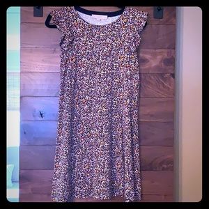 LOFT navy floral swing dress